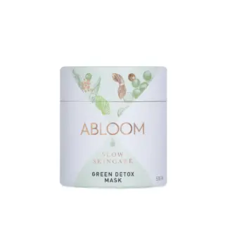 Abloom Green Detox Mask, 50g, with botanical design on packaging.