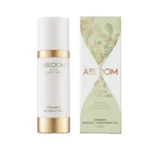 Abloom Slow Skincare Organic Miracle Oil bottle and box, 75ml.