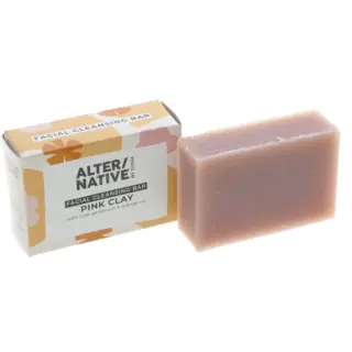 Pink clay facial cleansing bar with box, floral design, rose geranium and orange oil.