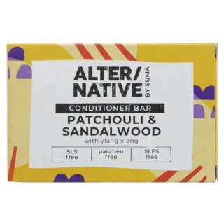 ALTER/NATIVE conditioner bar, patchouli and sandalwood, SLS and paraben free.