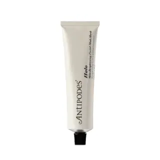 Antipodes Halo Skin-Brightening Facial Mud Mask tube with black cap.