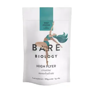 Bare Biology High Flyer creatine monohydrate, 300g powder, 5g daily.