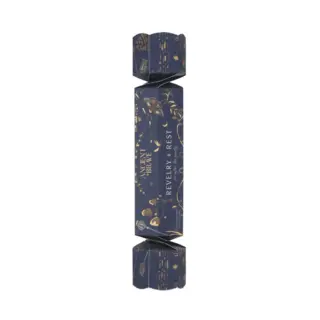 Navy and gold cracker with "Ancient + Brave" and "Revelry + Rest" text.