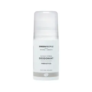 Green People scent-free deodorant with prebiotics, certified organic.