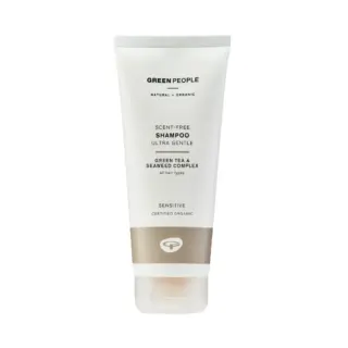 White tube of Green People scent-free shampoo for sensitive hair.