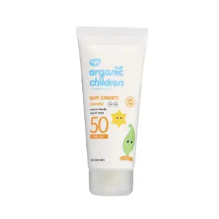 Organic Children sun cream SPF 50, lavender, eczema-friendly, for sensitive skin.