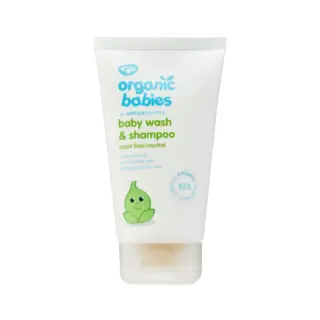 Organic Babies baby wash and shampoo, scent free, 150ml tube.