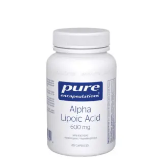 Pure encapsulations Alpha Lipoic Acid 600 mg, 60 capsules, white bottle.
