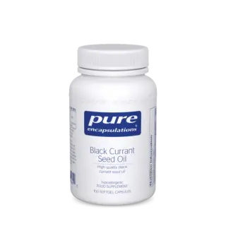 Pure Encapsulations Black Currant Seed Oil bottle, 100 softgel capsules.