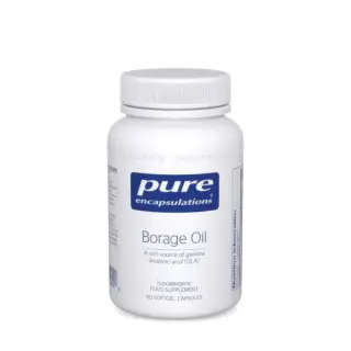 White bottle of Pure Encapsulations Borage Oil, 60 softgel capsules.