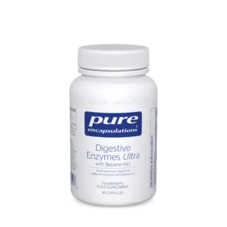White bottle of Pure Encapsulations Digestive Enzymes Ultra, 90 capsules.