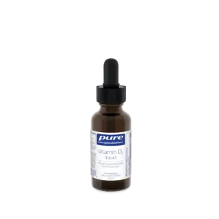 Brown bottle of Pure Encapsulations Vitamin D3 liquid, 225 ml, with dropper cap.