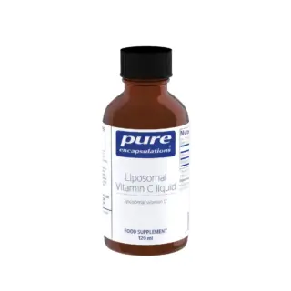 Brown bottle of Pure Encapsulations Liposomal Vitamin C liquid, 120 ml.