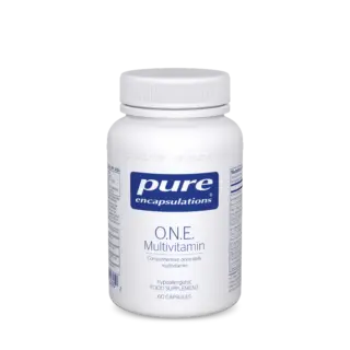 Pure Encapsulations O.N.E. Multivitamin bottle, 60 capsules, white label.