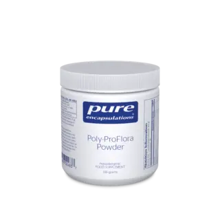 White jar of Pure Encapsulations Poly-ProFlora Powder, 120 grams.