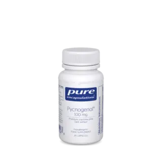 White bottle of Pure Encapsulations Pycnogenol 100 mg, 30 capsules.