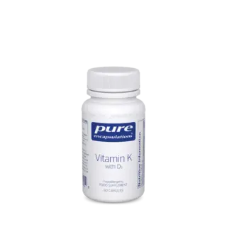 White bottle of Pure Encapsulations Vitamin K with D3, 60 capsules.