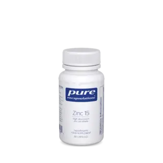 Pure Encapsulations Zinc 15 bottle, 60 capsules, high absorption zinc picolinate.