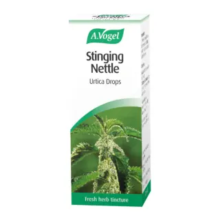 A.Vogel Stinging Nettle Urtica Drops box with plant image. Fresh herb tincture.