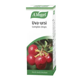 A.Vogel Uva-ursi Complex Drops box with red berries image. Fresh herb tincture.