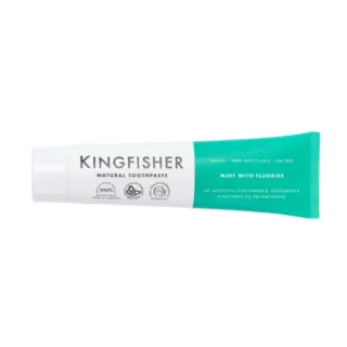 Kingfisher Natural Toothpaste, mint with fluoride, vegan, 100% recyclable, GM free.