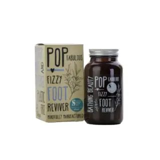 Pop Fabulous Fizzy Foot Reviver jar and box with botanical design.