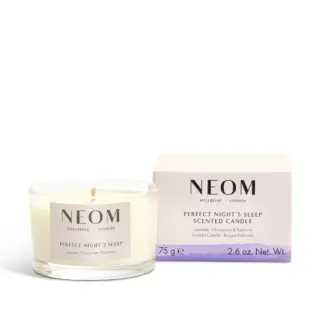 NEOM Perfect Night's Sleep scented candle with lavender, chamomile, and patchouli, 75g.