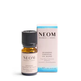 Neom Sensuous Essential Oil Blend bottle and box, 10ml.