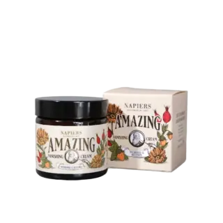 Napiers Amazing Vanishing Cream jar and box with floral design.