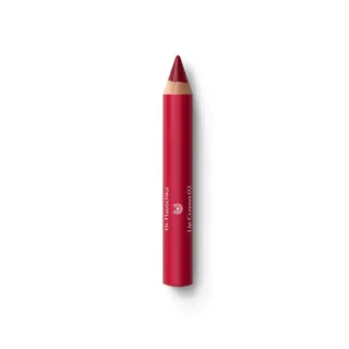 Red lip crayon with text "Dr. Hauschka Lip Crayon 02" on white background.
