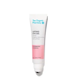 Lifting Eye Gel tube with roller applicator, contains Eyebright and Kigelia, suitable for all skin types.