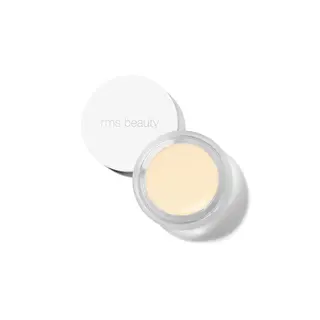 Open jar of cream with "rms beauty" on the lid, white background.