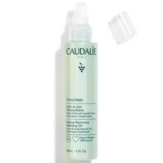 Caudalie Vinoclean Makeup Removing Cleansing Oil, 150ml bottle with cap removed.