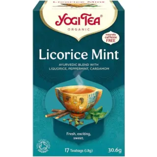 Yogi Tea Licorice Mint box, 17 teabags, organic, caffeine-free, with liquorice, peppermint, cardamom.