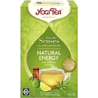 Yogi Tea Natural Energy with white tea, lemon, bergamot oil. 17 teabags, 34g.
