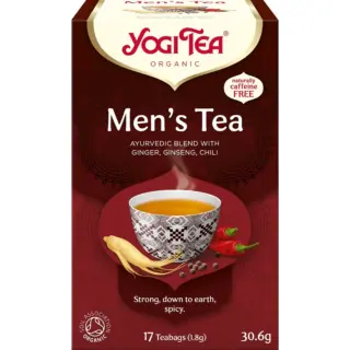 Yogi Tea Men's Tea box with ginger, ginseng, chilli. Ayurvedic blend, caffeine-free, 17 teabags.