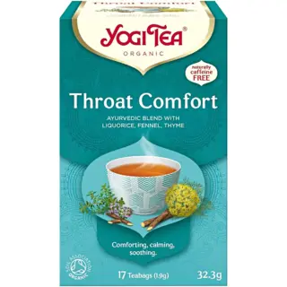 Yogi Tea Throat Comfort, 17 teabags, organic, caffeine-free, with liquorice, fennel, thyme.