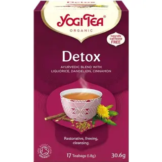 Yogi Tea Detox box with liquorice, dandelion, cinnamon. Caffeine-free, 17 teabags, 30.6g.