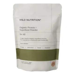 Wild Nutrition Organic Protein + Superfood Powder, vegan, 350g, berry flavour.