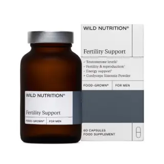 Wild Nutrition Fertility Support bottle and box for men, 60 capsules, food supplement.