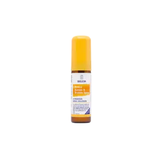 Weleda Arnica Bumps & Bruises Spray with yellow cap, 20ml bottle.