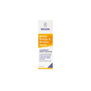 Weleda Arnica Bumps & Bruises Spray box with product details.