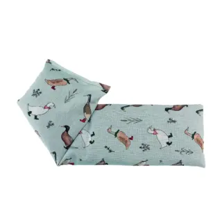 Light blue fabric with duck pattern, folded into a rectangular shape.