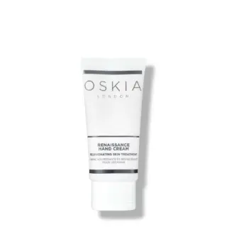 Oskia London Renaissance Hand Cream tube with text in English and French.