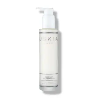 Oskia London Rest Day Cleansing Milk bottle with pump dispenser.