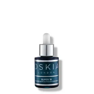 Oskia London Super 16 collagen serum bottle with dropper.