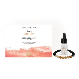 Alexandra Kay aroma bracelet gift set with essential oil and lava stone bracelet.