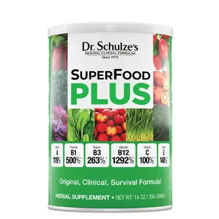 Dr. Schulze's SuperFood Plus herbal supplement, 14 oz can.
