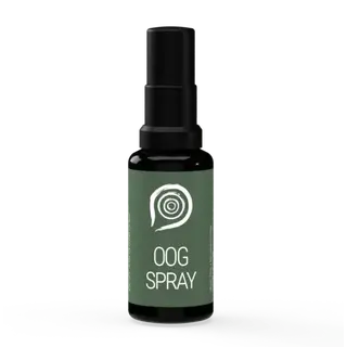 Green bottle labelled "OOG Spray" with a spiral logo.