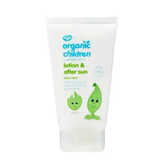 Organic Children lotion and after sun, aloe vera, 92% organic, eczema-friendly.